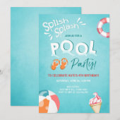 Invitation à l'anniversaire de Splish Splash (Devant / Derrière)