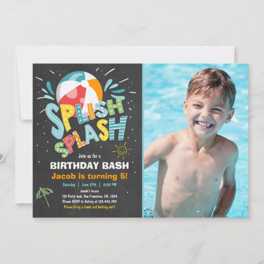 Invitation à l'anniversaire de Splish Splash (Devant)