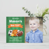 Invitation à l'anniversaire de sport Garçons de fê (Debout devant)