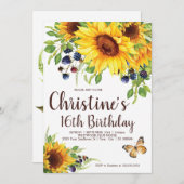 Invitation à l'anniversaire de Sunflower Boho (Devant / Derrière)
