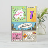 invitation à l'anniversaire de superhero Cartoon V (Debout devant)