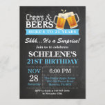 Invitation à l'anniversaire de surprise Cheers et<br><div class="desc">Surprise Cheers and Beers 21st Birthday Invitation Card. Anniversaire adulte.Bleu. 16e 18e 20e 21e 30e 40e 50e 60e 70e 80e 90e 100e. N'Importe Quel Âge.
Pour plus de personnalisation,  cliquez sur le bouton "Customiser" et utilisez notre outil de conception pour modifier ce modèle.</div>