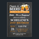 Invitation à l'anniversaire de surprise Cheers et<br><div class="desc">Surprise Cheers and Beers 21st Birthday Invitation Card. Anniversaire adulte.Orange. 16e 18e 21e 30e 40e 60e 70e 80e 90e 100e. N'Importe Quel Âge.
Pour plus de personnalisation,  cliquez sur le bouton "Customiser" et utilisez notre outil de conception pour modifier ce modèle.</div>