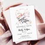 Invitation à l'anniversaire de Sweet sixteen de Bo<br><div class="desc">Pink Bow Sweet sixteen Anniversaire Invitation pour un arc moderne esthétique 16e anniversaire célébration</div>