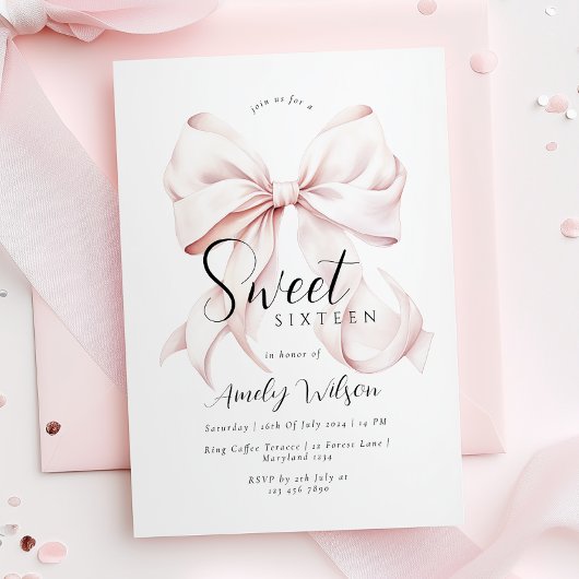 Invitation à l'anniversaire de Sweet sixteen de Bo