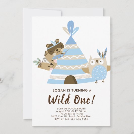 Invitation à l'anniversaire de Teepee Wild (Devant)