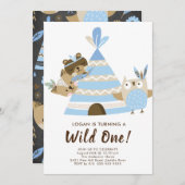 Invitation à l'anniversaire de Teepee Wild (Devant / Derrière)