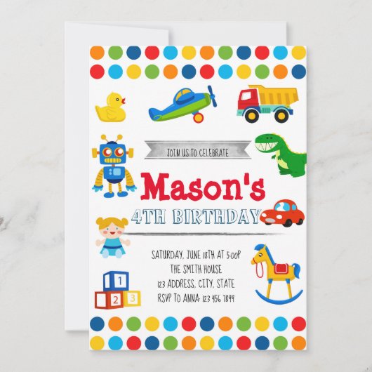 Invitation à l'anniversaire de Toyland (Devant)