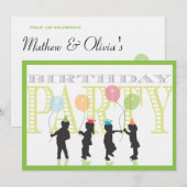 Invitation à l'anniversaire de Twin Boy and Girl (Devant / Derrière)