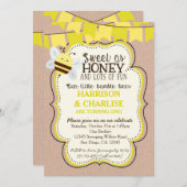 Invitation à l'anniversaire de Twins Bees Bee (Devant / Derrière)