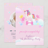 Invitation à l'anniversaire de vol de la licorne (Devant / Derrière)