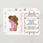 Invitation à l'anniversaire de Western Big One Gir (Devant / Derrière)