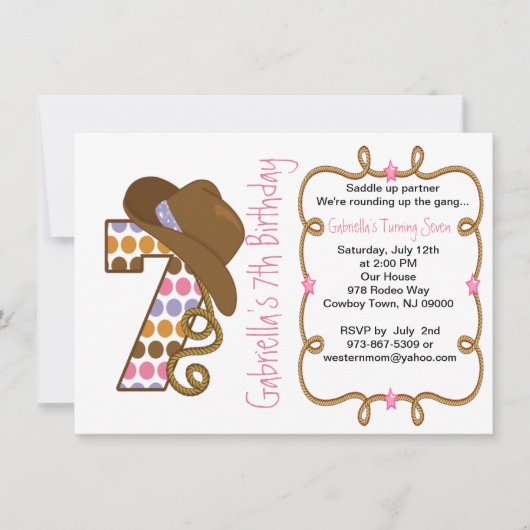 Invitation à l'anniversaire de Western Big Seven G (Devant)