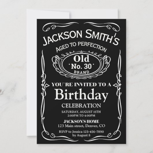 Invitation à l'anniversaire de Whiskey Adulte liqu (Devant)