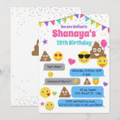 Invitation à l'anniversaire d'Emoji, Invitation du (Devant / Derrière)