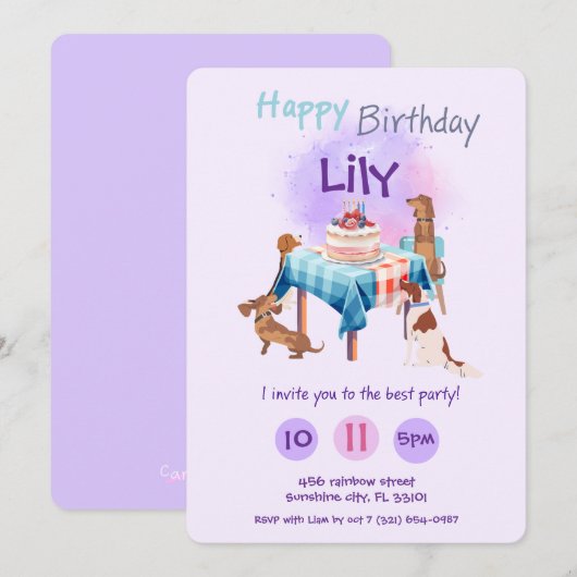 Invitation à l'anniversaire des chiens (Devant / Derrière)