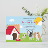Invitation à l'anniversaire des chiots Invitations (Debout devant)