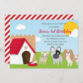 Invitation à l'anniversaire des chiots Invitations (Devant / Derrière)