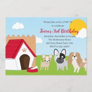 Invitation à l'anniversaire des chiots Invitations