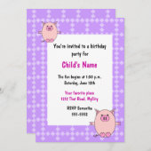 Invitation à l'anniversaire des enfants roses (Devant / Derrière)