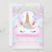 Invitation à l'anniversaire des filles Rainbow Uni (Devant)