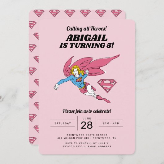 Invitation à l'anniversaire des filles superfilles (Devant / Derrière)