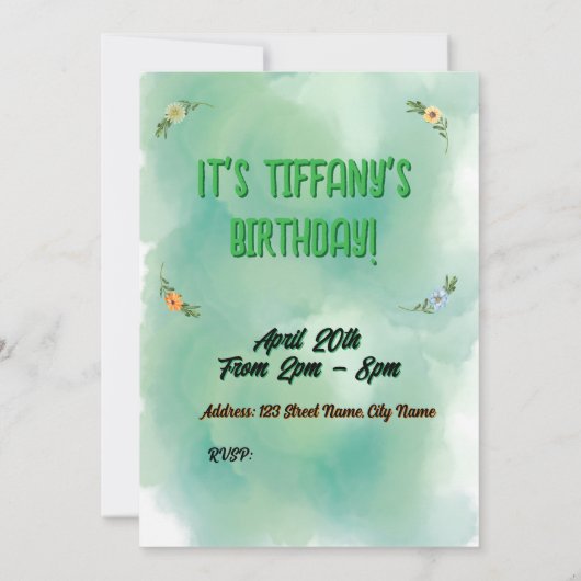 Invitation à l'anniversaire des fleurs et des papi (Dos)