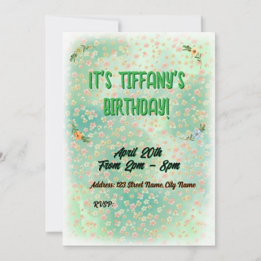 Invitation à l'anniversaire des fleurs et des papi (Dos)