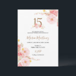 Invitation à l'anniversaire des fleurs roses Roses<br><div class="desc">Fleurs roses d'or Rose Blish 15e anniversaire,  Quinceanera Mis Quince Anos,  15e anniversaire,  16e anniversaire, </div>