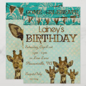 Invitation à l'anniversaire des Giraffes Dorées (Devant / Derrière)