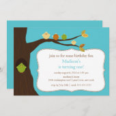 Invitation à l'anniversaire des oiseaux branchés (Devant / Derrière)