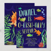 Invitation à l'anniversaire des poissons colorés (Devant / Derrière)