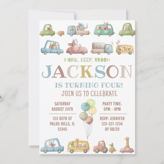 Invitation à l'anniversaire des voitures (Devant)