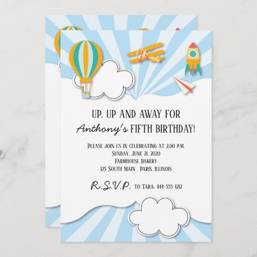 Invitation à l'anniversaire des vols (Devant / Derrière)