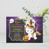 Invitation à l'anniversaire d'Halloween à Unicorne (Debout devant)