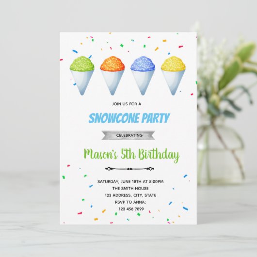 Invitation à l'anniversaire d'hiver de Snowcone (Debout devant)