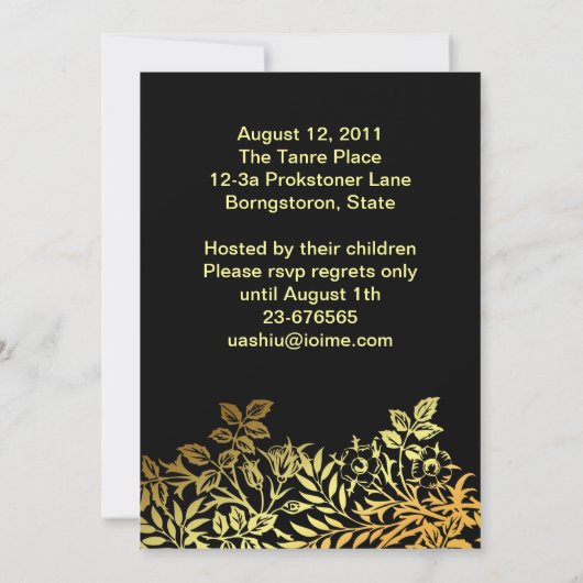 invitation à l'anniversaire d'or (Dos)