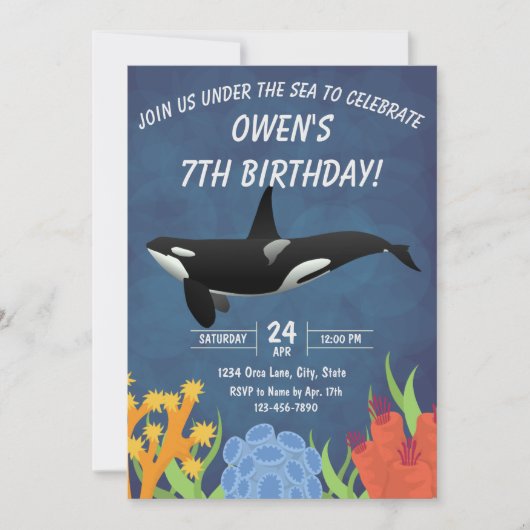 Invitation à l'anniversaire d'Orca (Devant)