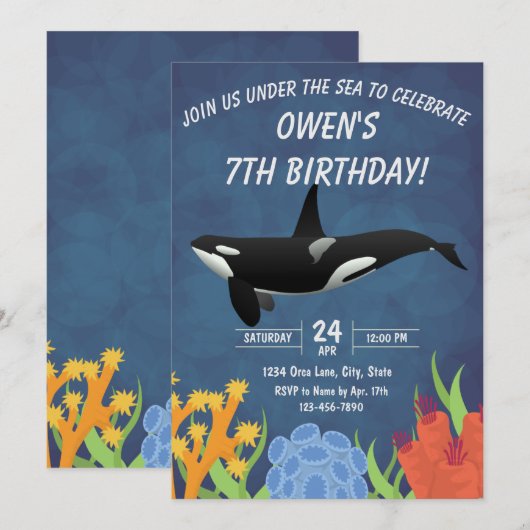 Invitation à l'anniversaire d'Orca (Devant / Derrière)
