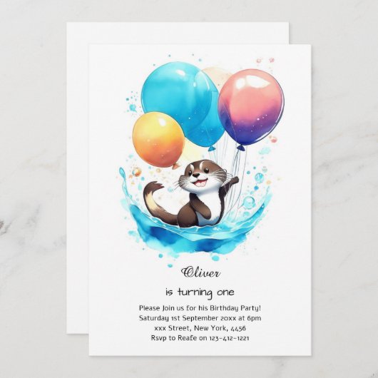 Invitation à l'anniversaire d'Otter (Devant / Derrière)