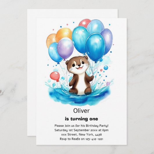 Invitation à l'anniversaire d'Otter (Devant / Derrière)