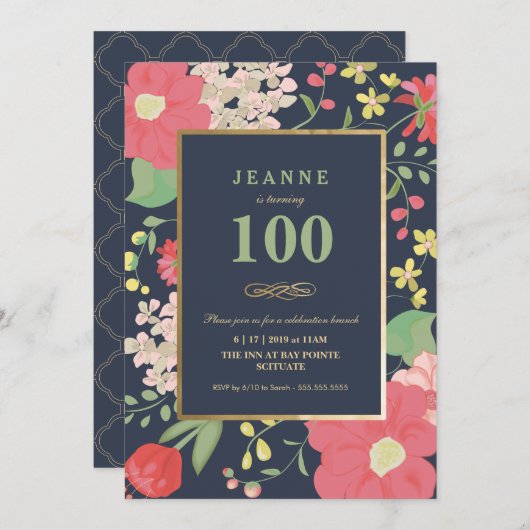 Invitation à l'anniversaire du 100e anniversaire - (Devant / Derrière)