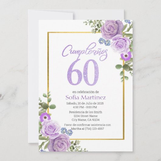 Invitation à l'anniversaire du 60e anniversaire - (Devant)