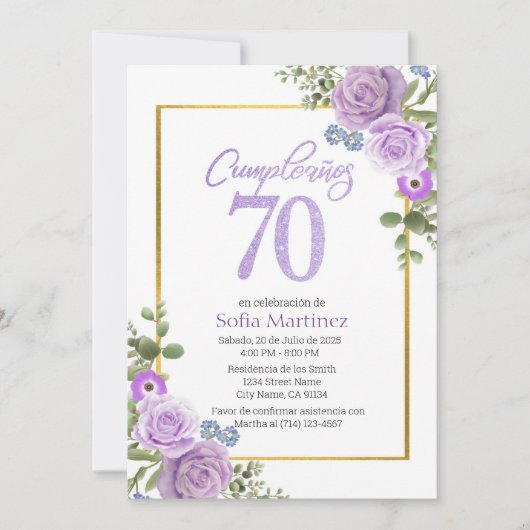Invitation à l'anniversaire du 70e anniversaire - (Devant)