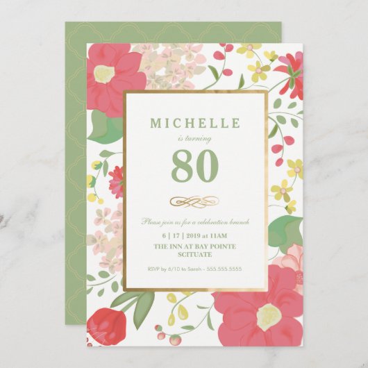 Invitation à l'anniversaire du 80e anniversaire -  (Devant / Derrière)