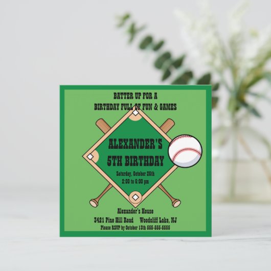 Invitation à l'anniversaire du baseball (Debout devant)