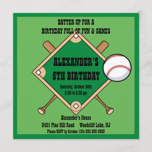 Invitation à l'anniversaire du baseball