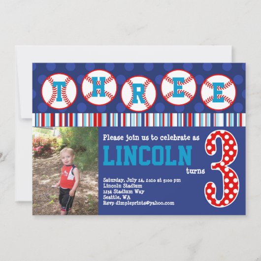 Invitation à l'anniversaire du baseball (3e annive (Devant)