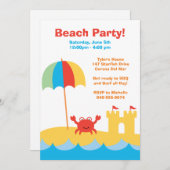 Invitation à l'anniversaire du Beach Party (Devant / Derrière)