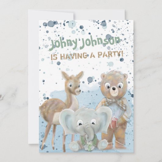 Invitation à l'anniversaire du bébé garçon à thème (Dos)